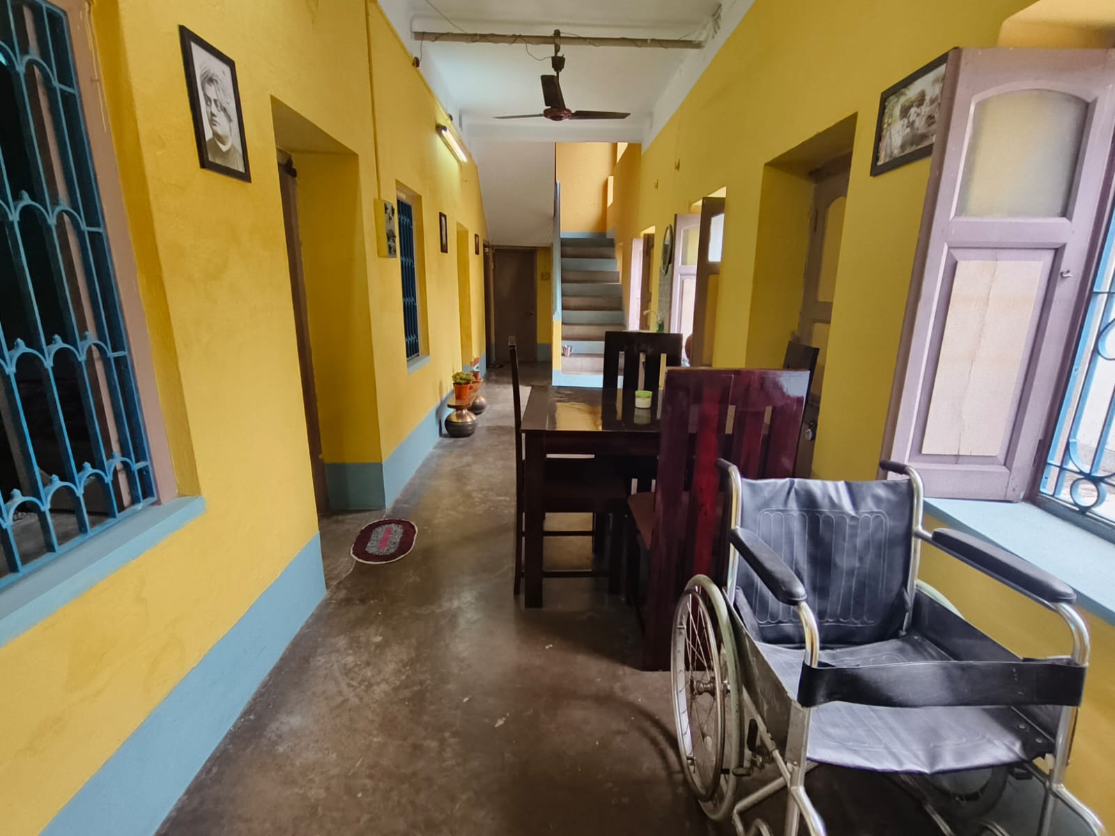 Long walking hall inside house